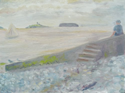 Print of painting of Penarth seascape with beach