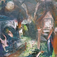 A usual village common underneath the moon